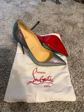 Christian Louboutin Iridescent Pointed-Toe Stiletto Pump - Blue/Green/Purple